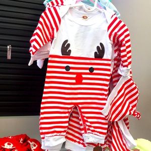 2-Piece Christmas cotton long sleeve Elk pattern jumpsuit with hat for baby